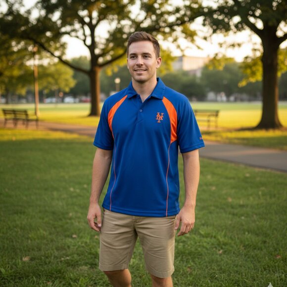 Reebok New York Mets Polo Shirt Mens Size S Blue MLB Baseball Embroidered Logo - Picture 5 of 7